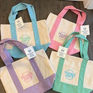 Trader Joe's Mini Pastel Canvas Tote Bag - Multi Colors